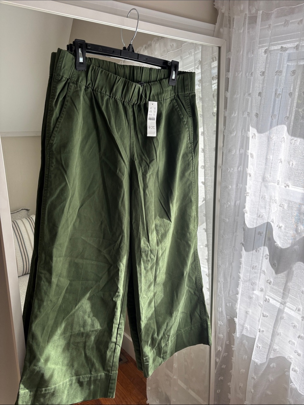 NWT J. Crew Olive Green Wide-Leg Chinos